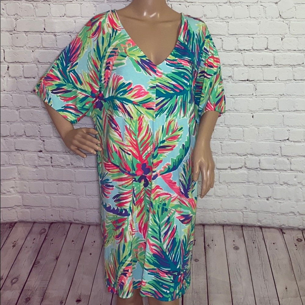 Lilly Pulitzer vibrant leaf print dress M